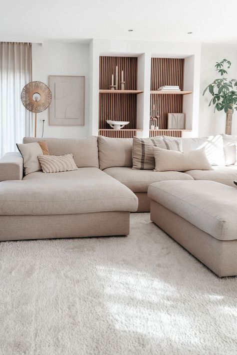 Beige Interior Living Room, Sala Beige, Couch Inspiration, Room Basic, Beige Couch Living Room, Beige Interior Design, Beige Sofa Living Room, Couch Beige, Bedroom Design Luxury