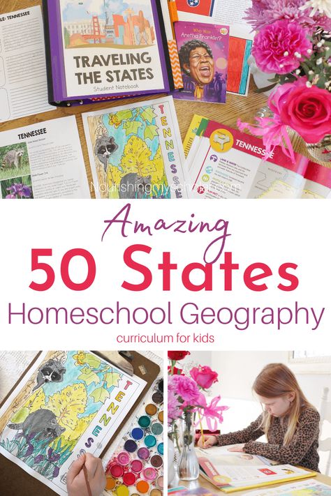 50 States Homeschool, Elementary Us Geography, 50 States Homeschool Curriculum, United States Preschool Activities, Us Geography Homeschool, Usa Geography Activities, 50 States Activities, Blender Cake, Homeschool Geography Curriculum