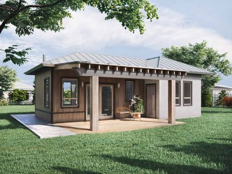 800 Sq Ft House, 1 Bedroom House Plans, Mid Century Modern House Plans, One Bedroom House, 1 Bedroom House, Accessory Dwelling Unit, Cabin House Plans, Residential Architect, Contemporary House Plans