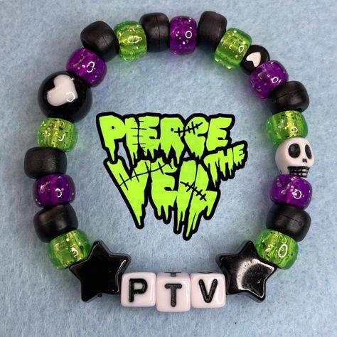 Pierce The Veil Kandi Bracelet  - handmade by me! -... - Depop Scene Bracelets, Scene Kandi, Pulseras Kandi, Diy Kandi Bracelets, Diy Kandi, Kandi Kid, Kandi Cuff, Kandi Patterns, Kandi Bracelets