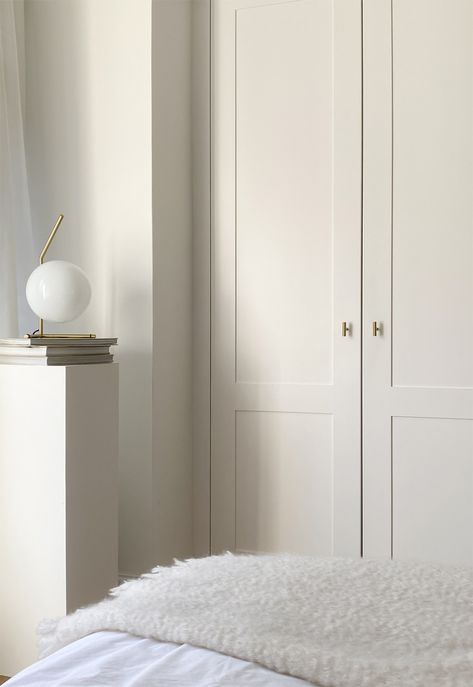 Home tour | A light-filled London house in calm, neutral colours | These Four Walls Flos Ic Table Lamp, Bedroom Built In Wardrobe, Neutral Bedroom Decor, White Closet, Closet Colors, Beige Bedroom, London Home, Bedroom Cabinets, Bedroom Wall Colors