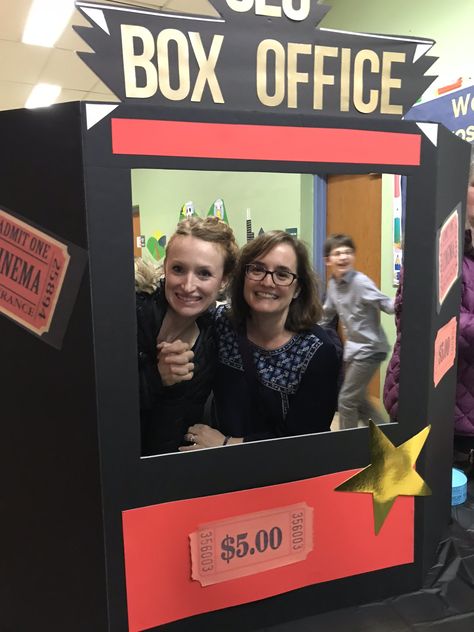 Movie Night Middle School Dance ticket window Movie Night Event Ideas, Elementary School Movie Night, Movie Themed Homecoming, Hollywood Themed School Dance, Pta Movie Night Ideas, Movie Night At School Ideas, School Movie Night Decorations, Movie Night School Event, Movie Homecoming Theme