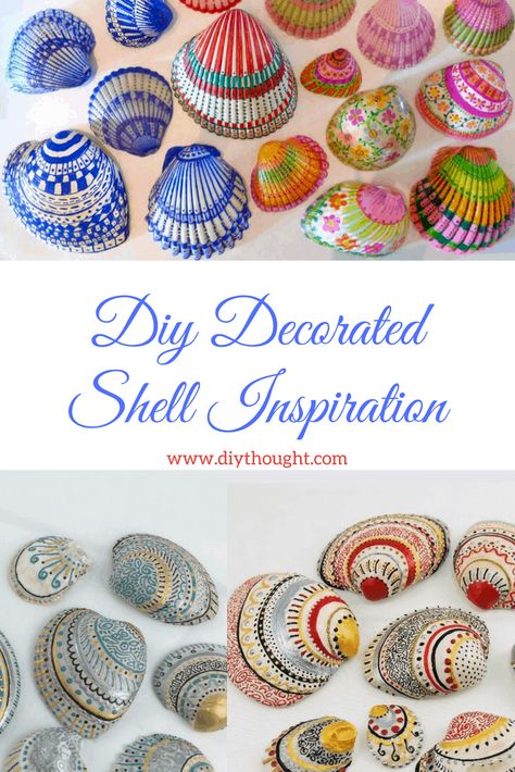 Diy Decorated Shell Inspiration - diy Thought Large Scallop Shell Craft Ideas, How To Paint Shells Seashells, Painting Shells Seashells, How To Paint Shells, Painted Seashells Diy, Painting Sea Shells Ideas, Painting Seashells Ideas Easy, Painting Shells Ideas Easy, Painted Shells Seashells Ideas