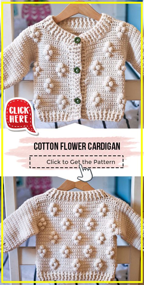 Crochet Cardigan For Kids, Crochet Toddler Cardigan, Kids Crochet Cardigan, Crochet Flower Cardigan, Crochet Baby Shrug, Crochet Cardigan Girl, Baby Cardigan Pattern Crochet, Diy Crochet Sweater, Crochet Cardigan Tutorial