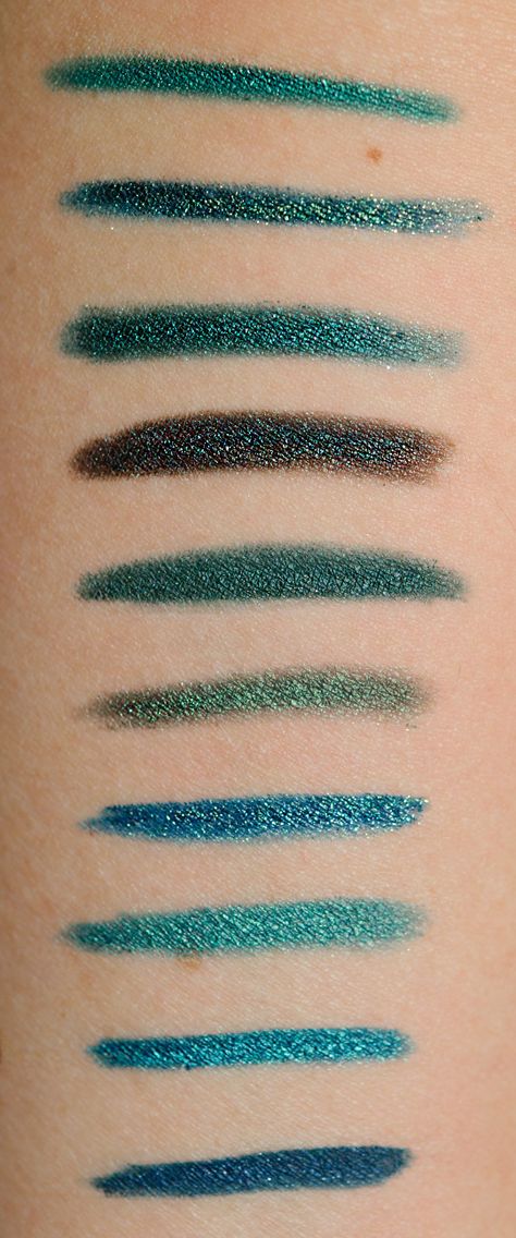 Teal (Green-Based) Eyeliners: Swatches, Dupes, and Comparisons Teal Eyeliner, Makeup Ideas For Prom, Hair Colour For Green Eyes, Eyeliner Ideas, Teal Eyes, Green Eyeliner, Blue Eyeliner, Nails Green, Eye Liner Tricks