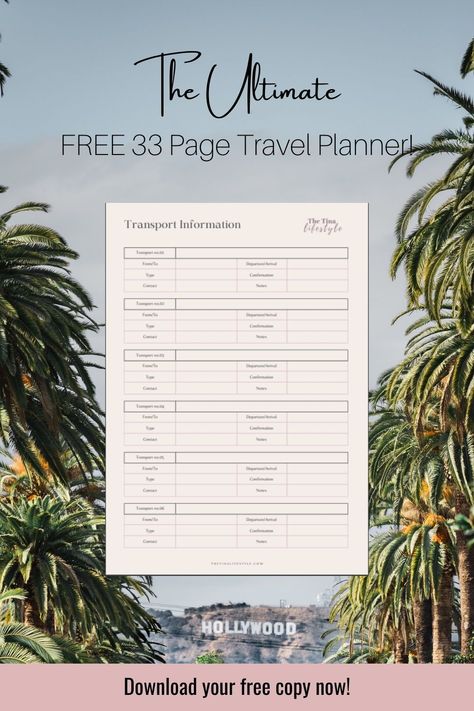 Free 33 Page Travel Planner Templates Travel Itinerary Planner, Travel Planner Template, Free Planner Templates, Travel Packing List, Super Organized, Itinerary Planner, Itinerary Template, Dream Trip, Free Planner