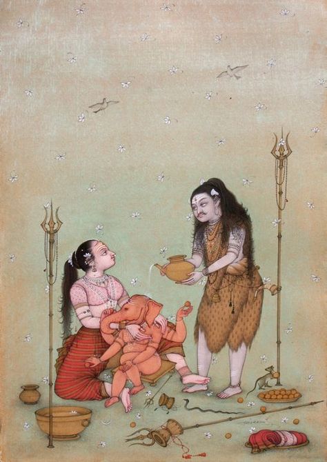 Lord Shiva And Parvati, Shiva And Parvati, Vintage Plants, Goddess Parvati, Indian Miniature, Arte Yoga, Shiv Shakti, Happy Ganesh Chaturthi Images, Ganesh Chaturthi Images