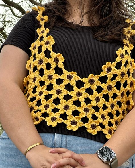 Chunky Daisy Crochet, Crochet Daisy Top, Crochet Daisy Chain, Crochet Daisy Granny Square Top, Crochet Cardigan Daisy, Crochet Daisy Crop Top, Daisy Top, Chain Top, Crochet Daisy