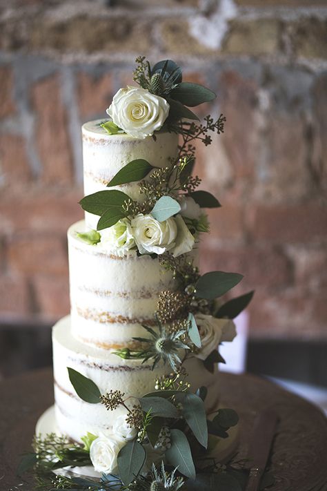 Greenery and Candlelight: Tammy & Gary's Powerscourt House Wedding | OneFabDay.com Ireland Single Tier Wedding Cake Dried Flowers, Eucalptus Wedding Cake, Wedding Cake Topper Eucalyptus, Cake With Gold And Green Flowers Round One Tier, Wedding Cake Barely Iced, Octagon Wedding Cakes Hexagons, 3 Tier Wedding Cake Semi Naked, Greenery Wedding Cakes, Mossy Wedding Cake