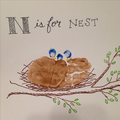 N is for Nest Handprint and Fingerprints Nest Handprint Craft, N Is For Nest Handprint, Letter N Nest Craft, N Is For Craft Handprint, N Is For Handprint Craft, N Handprint Craft, B Is For Handprint Craft, N Is For Nest Craft, Letter N Handprint Craft