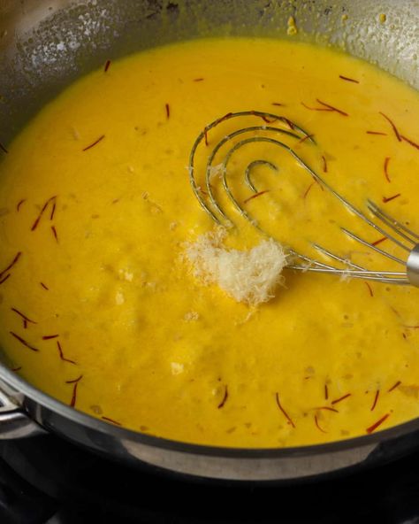 A luscious creamy saffron pasta sauce that will wow anyone that tastes it. Fast enough for a weeknight but impressive enough for a date.