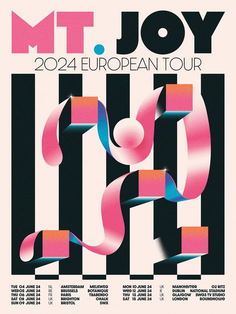 MT JOY GIG POSTER :: Behance Poster Design Illustration, Gig Posters Design, Mt Joy, Gig Poster, Space Projects, Music Design, Prop Design, Gig Posters, Graphic Design Projects