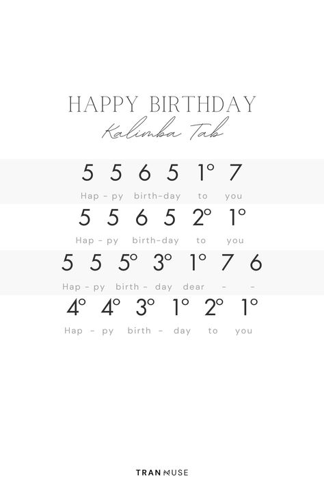 Happy Birthday - Kalimba Tabs Happy Birthday Kalimba Notes, Happy Birthday Kalimba, Happy Birthday Note, Happy Birthday Piano, Keyboard Noten, Kalimba Songs, Kalimba Notes, Piano Tutorials Songs, Keyboard Sheet Music