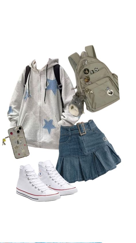 Y2k Backpack, Casual School Outfit, Stars Y2k, Cute Case, Outfit Inspo Casual, Y2k Denim, Casual School Outfits, Tomboy Fashion, Cute Everyday Outfits