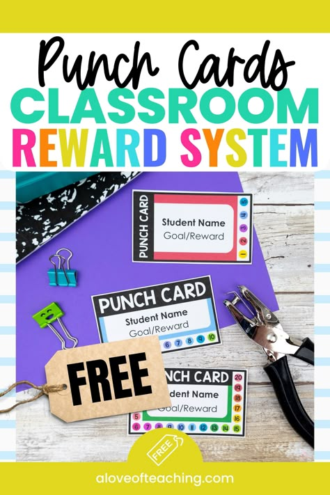 Free Classroom Rewards, Student Reward System, School Behavior Chart, Creative Teaching Ideas, Behavior Punch Cards, Classroom Reward System, Reward System For Kids, Reading Rewards, Behavior Goals