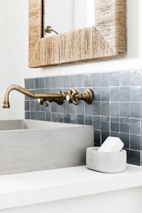 find the perfect blue tile at clé Sunrise Drive, Modern Boho Bathroom, Teal Bathroom, Bathroom Master, Bathroom Layouts, Cle Tile, Bathroom Images, Bathroom Plants, Boho Bathroom