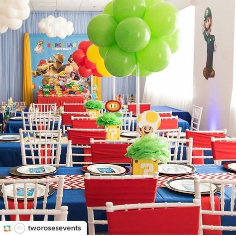 Super Mario bros Birthday Party Mario Bros Birthday Party, Super Mario Bros Birthday, Mario Kart Party, Mario Bros Birthday Party Ideas, Super Mario Bros Birthday Party, Mario E Luigi, Super Mario Bros Party, Mario Bros Birthday, Mario Bros Party