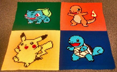 Pokemon Crochet Graphgan, Crochet Pixel Pattern Pokemon, Pokemon Knitting Patterns Free, Pokemon Blankets, Pokemon Crochet Patterns Free, Crotchet Blanket Patterns, Pokémon Crochet, Pokemon Blanket, Pokemon Crafts