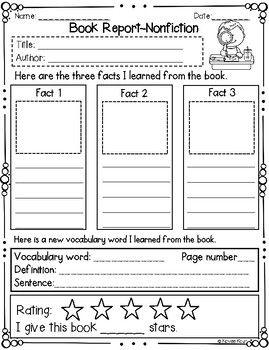 Book Report Template, Book Worksheet, 4th Grade Books, Elementary Books, Book Reports, Non Fiction Books, Library Lessons, 2nd Grade Reading, Readers Workshop