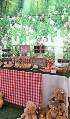 Picnic 1st Birthday Party, Teddy Bear Birthday Theme, Baby Bear Birthday Party, Teddy Bear Picnic Birthday Party, Picnic Themed Parties, Farmyard Party, Teddy Bear Birthday Party, Picnic Baby Showers, Picnic Birthday Party