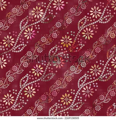 Bandhani Pattern Motif Design, Bandhani Pattern, Patola Design, Ajrakh Pattern, Watercolor Geometric, Mughal Art, Ajrakh Prints, Plus Size Suits, Motif Design