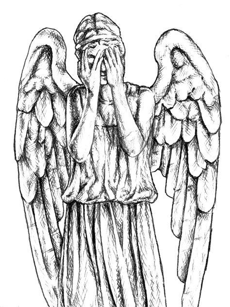 Peeking Weeping Angel Dr Who Weeping Angels, Weeping Angels Tattoo, Weeping Angel Tattoo Doctor Who, Weeping Angels Doctor Who, Tattoo With Angels, Doctor Who Drawings Sketches, Weeping Angel Drawing, Dr Who Drawings, Doctor Who Sketches