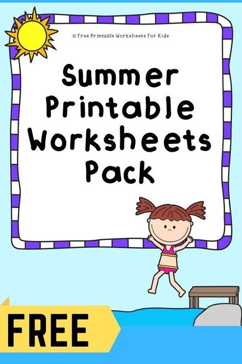 50 pages of fun summer worksheets for early literacy, math and fine motor skills that are perfect for preschoolers and kindergarteners. #freeprintableworksheetsforkids #summer #alphabet #letter #literacy #math #counting #numbers #finemotor #art #drawing #color Summer Worksheets For Kids Kindergarten, Summer Worksheets For Kindergarten, Summer Worksheets For Preschool, Kindergarten Summer Activities, Summer Writing Activity, Summer Alphabet, Summer Math Activities, Printable Worksheets For Kids, Summer Kindergarten