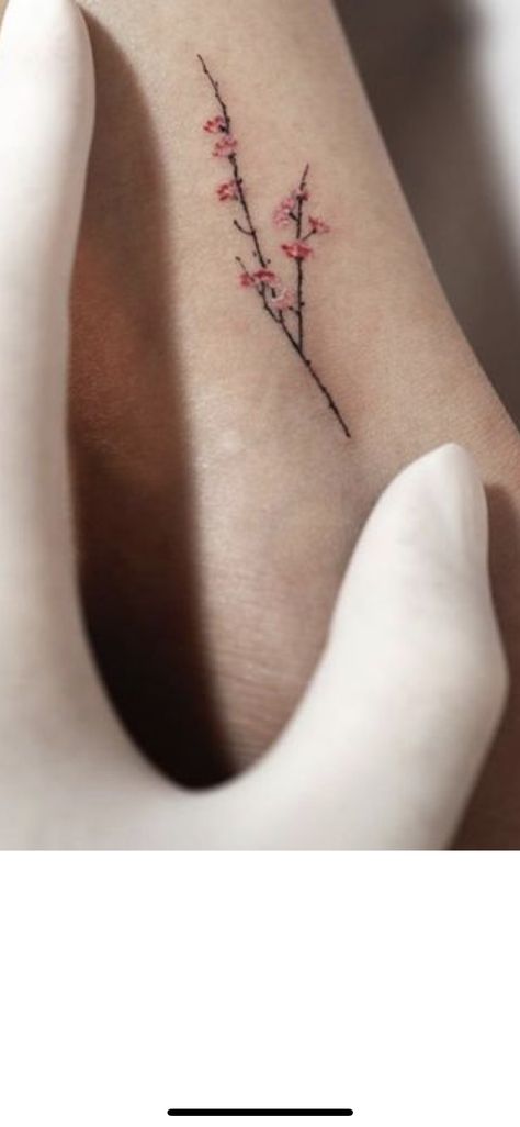 Fine Line Blossom Tattoo, Cherry Tree Branch Tattoo, Delicate Cherry Blossom Tattoo, Cherry Branch Tattoo, Sakura Tree Tattoo, Zen Tattoos, Cherry Blossom Branch Tattoo, Cherry Tree Tattoo, Plum Blossom Tattoo