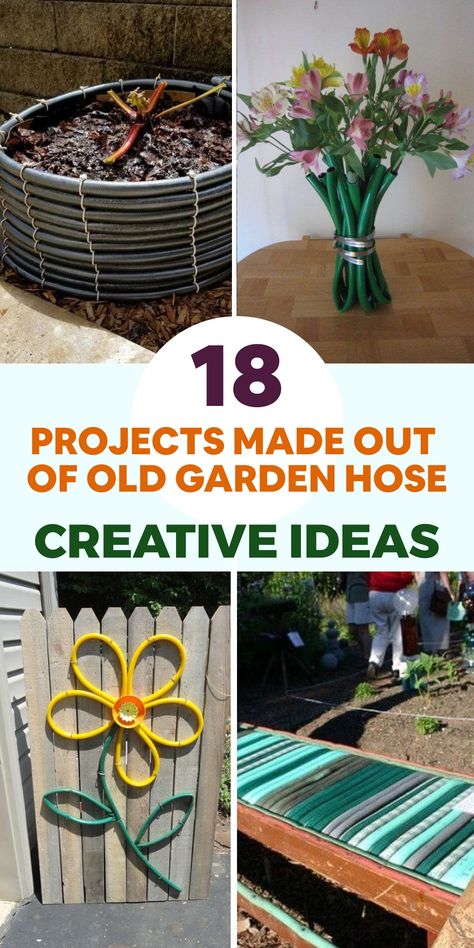 18 DIY Easy Projects Made Out Of Old Garden Hose Repurpose Garden Hose, Uses For Old Garden Hoses, Fly Repellant Diy, Chicken Coop Designs Diy, Garden Tools Decor, Garden Hose Wreath, Old Garden Tools, Old Garden, Diy Fountain