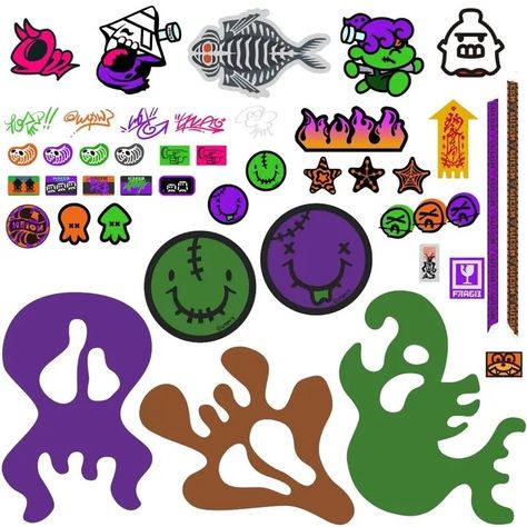 not mine. Splatoon Locker Stickers, Splatoon Stickers Printable, Splatoween Pfp, Splatoon Graffiti, Iphone Wallpaper Nintendo, Splatoon Pixel Art, Splatoon Stickers, Splatoon Squid Sisters, Splatoon Squid