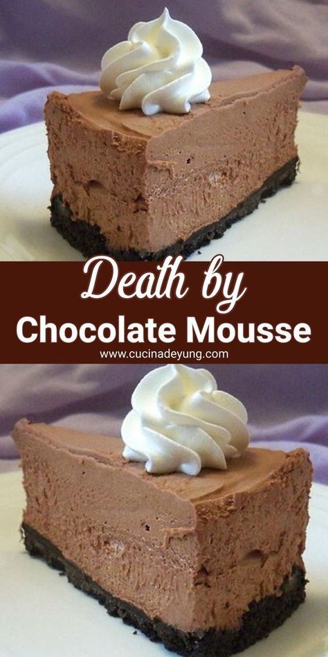 Choc Mouse Cake, Chocolate Mousse Bars, Mousse Recipes Desserts, Easy Chocolate Mousse Cake, Chocolate Mousse Pie Recipe, Cake For Party, Sweet Chips, Chocolate Mousse Cheesecake, Chocolate Mousse Desserts