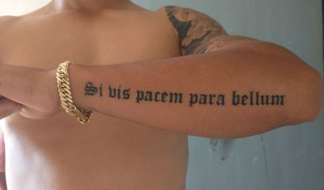 Text Tattoo Placement Men, Latin Forearm Tattoo Men, Unique Quotes For Tattoos, Cool Fonts For Tattoos For Men, Mens Cursive Tattoo, Arm Tattoo Men Writing, Cursive Tattoos Men, Mens Writing Tattoos, Watch Over Me Tattoo Letters