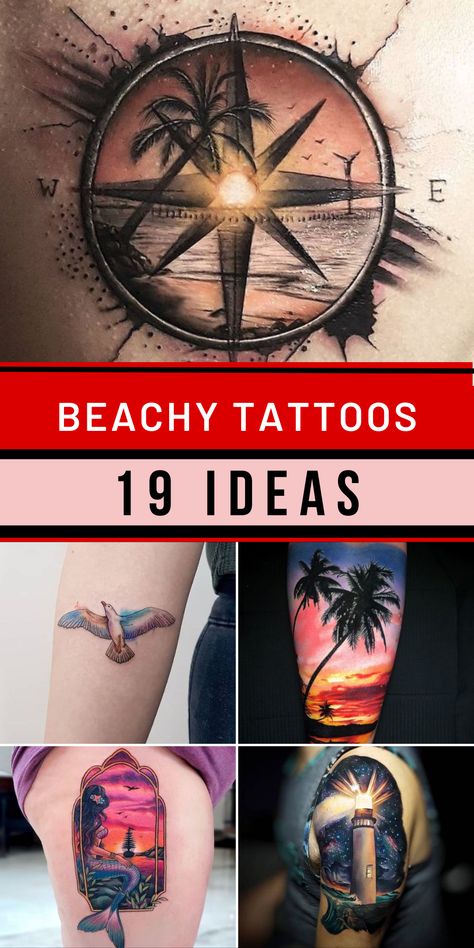 Unveil your passion for the beach with beachy tattoos that resonate with the souls of women who cherish the tranquility of the shore. Our collection is a testament to the beauty of small and cute designs, each capturing the elegance of simplicity. Imagine a delicate sandcastle or a tiny surfboard, etched onto the skin with precision. These tattoos are a celebration of the gentle allure of beaches, a fusion of artistry and the captivating spirit of the coast. Coast Tattoo Ideas, Sleeve Tattoos For Women Beach Theme, Great Tattoo Ideas, Beach Themed Sleeve Tattoos, Beach Scene Tattoo Design, Beach Bird Tattoo, Beach Sunset Tattoos For Women, Saltwater Tattoo Ideas, Small Florida Tattoo Ideas