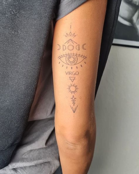 Tattoos For Virgos For Women, Virgo Spine Tattoo, Virgo Back Tattoo, Zodiac Tattoos Virgo, Tattoo Ideas Virgo, Unique Virgo Tattoo Ideas, Virgo Inspired Tattoo, Virgo Tattoo Ideas, Virgo Sign Tattoo