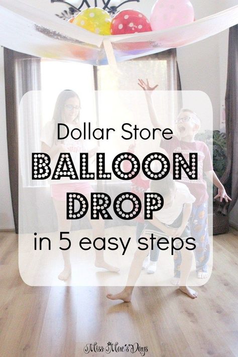 Create an awesome Balloon Drop in just 5 easy steps with Dollar Store supplies in minutes! Use this for New Year's Eve, birthday parties and celebrations! New Years With Kids, Family New Years Eve, New Year's Eve Crafts, Kids New Years Eve, New Year's Eve Activities, New Years Eve Games, New Years Eve Day, Balloon Drop, Eve Game