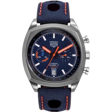 Blue And Orange Design, Royal Blue And Orange, Interesting Watches, Bamford Watch, Bg Color, Tag Heuer Monaco, Time Keeper, Tag Heuer Watch, Retro Watches