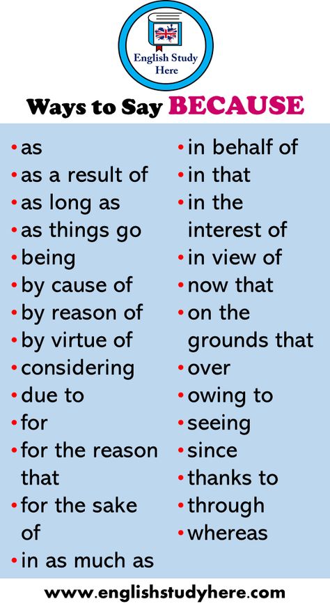 Because Synonyms Words, Synonyms Of Because, Words To Use Instead Of For Example, Words To Say Instead Of Because, Synonym For Because, Synonyms For Say, Say Synonyms, Ways To Say And, Words For Because