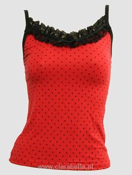 #PL #dot S #red-black #Lace #Top #Pin #up #alternative #clothing #tip #top Claire Core, Black Polka Dot Top, Lady Tops, Red Tank Top, Dot Shirt, Polka Dot Shirt, Alternative Clothing, Red Tank Tops, Red Tank