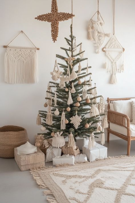 🎄 Modern Boho Christmas Magic! ✨ 15 Decor Tips Inside 🎁 - Xmas Home Decor Ideas, Modern Boho Christmas Decor, Earthy Christmas Decor, Boho Christmas Decor Ideas, Modern Boho Christmas, Boho Lanterns, Boho Christmas Tree, Four Seasons Room, Xmas Home Decor