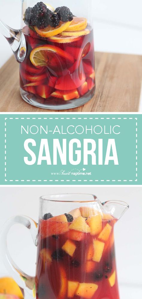 Fruit Drinks Alcohol, Virgin Sangria, Fruit Drinks Recipes, Non Alcoholic Sangria, Drink Recipes Nonalcoholic, Sangria Recipe, Non Alcoholic Cocktails, Alcoholic Cocktails, Fresh Drinks