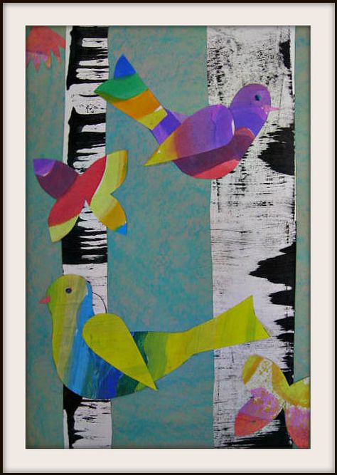 MaryMaking: Lois Ehlert Inspired Bird Collages Kindergarten Art Crafts, Lois Ehlert, Bird Template, Art Camp, Kids Art Class, Elementary Art Projects, Mom Art, Kindergarten Art, Art Lessons Elementary