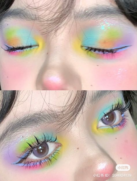 Manhua Lashes, Colored Eyeshadow, Makeup Douyin, Natural Contact Lenses, Funky Makeup, Chinese Makeup, Cute Eye Makeup, Kawaii Makeup, Lashes Natural