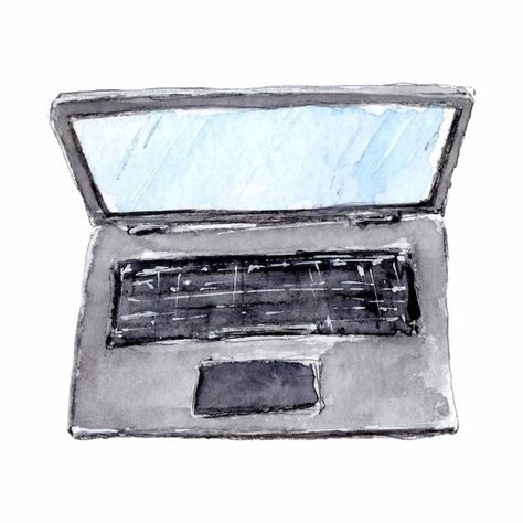 Laptop Drawing Aesthetic, Laptop Painting, Laptop Sketch, Laptop Illustration, Computer Illustration, Laptop Drawing, Computer Drawing, Interior Illustration, Poster Drawing