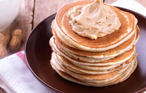 Nutritionist Melanie shares some of her favorite meal ideas from gluten-free pancakes to mango verde chicken. Protein Powder Pancakes, Whipped Peanut Butter, Peanut Butter Pancakes, How To Cook Pancakes, Baking Measurements, Gluten Free Pancakes, Tasty Pancakes, Homemade Pancakes, Peanut Butter Protein