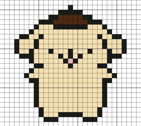 Sanrio Square Art, Sanrio Crochet Grid, Pixel Art Ideas Sanrio, Pixel Art Pattern Easy Cute, Simple Grid Pattern, Grid Pattern Crochet Pixel Art, Sanrio Pixel Art Grid, Pixel Art With Grid, Small Pixel Art Pattern