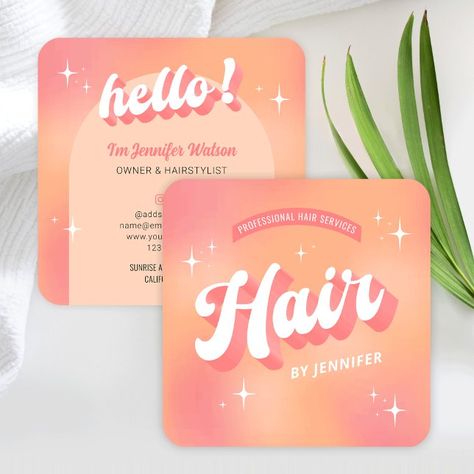 Fonts Groovy, Hair Salon Business Cards, Cosmetologist Business Cards, Beauty Salon Branding, Hairstylist Salon, Salon Gift Card, Hairstylist Branding, Salon Business Card, Hair Salon Business