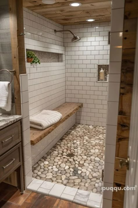 Master Bathrooms With Walk In Showers Stone, Stone Walk In Shower Ideas, Walk In Shower Stone, Bathroom Shower Ideas Walk In, Rustic Shower Ideas Bathroom, Walkin Shower Ideas No Door, Walkin Shower Ideas, Doorless Walk In Shower Ideas, Rustic Walk In Shower Ideas