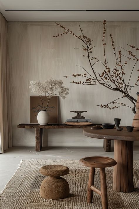 Tips on creating a cozy Japandi dining space. Learn how to choose a dining table and accompanying elements that invite warmth and relaxation into your mealtime routines. 🍽️🌿 Japandi Christmas, Japandi Dining Table, Japandi Table, Cozy Japandi, Dining Room Table Centerpiece Ideas, Japandi Dining, Japandi Furniture, Japandi Interiors, Dining Room Table Centerpieces