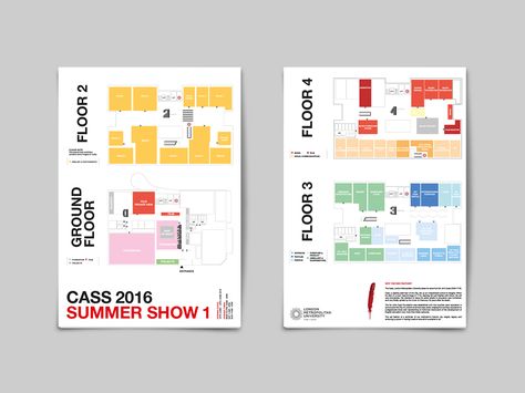 Cass Summer Show 2016 Printed Materials - LMU on Behance Exhibition Map Design, Floor Plan Graphic Design, Floor Map Design, Museum Map Design, Building Map Design, Wayfinding Map, Museum Map, London Metropolitan University, Wayfinding Signage Design