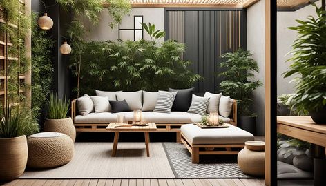 Japandi Terrace Ideas for Serene Outdoor Bliss Japandi Terrace, Japanese Terrace, Relaxing Outdoor Spaces, Terrace Ideas, Patio Couch, Minimalist Beauty, Penthouse, Outdoor Spaces, Outdoor Space